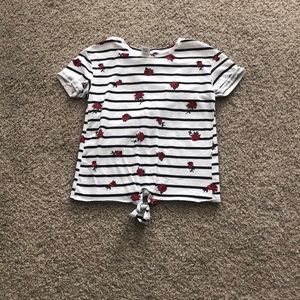 Black striped top with roses on it in size medium